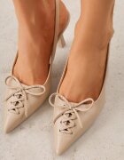 vices Pantofi cu toc subțire Bej închis Slingback Decorate cu șireturi tip corset și fundă Azimuna