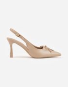 vices Pantofi cu toc subțire Bej închis Slingback Decorate cu șireturi tip corset și fundă Azimuna