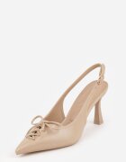 vices Pantofi cu toc subțire Bej închis Slingback Decorate cu șireturi tip corset și fundă Azimuna