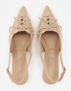 vices Pantofi cu toc subțire Bej închis Slingback Decorate cu șireturi tip corset și fundă Azimuna