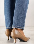 vices Pantofi eleganți bej închis cu toc mic și branț din piele Elialie