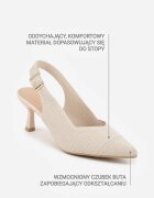 vices Pantofi eleganți Bej Slingback din Material textil cu Toc Mic cu Brant Soft-Pillow Orinysha