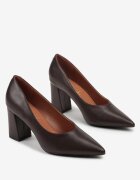 vices Pantofi eleganți Maro închis pe Toc Geometric cu Branț din Piele Modvire