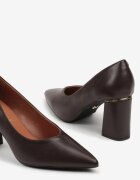 vices Pantofi eleganți Maro închis pe Toc Geometric cu Branț din Piele Modvire