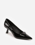 vices Pantofi eleganți Negre Lăcuite cu toc mic cu ornament triunghiular Omenra