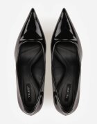vices Pantofi eleganți Negre Lăcuite cu toc mic cu ornament triunghiular Omenra