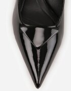 vices Pantofi eleganți Negre Lăcuite cu toc mic cu ornament triunghiular Omenra