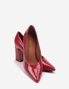 vices Pantofi eleganți Roșii Lăcuiți cu toc gros cu branț din piele naturală Modvire