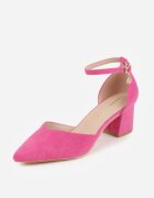 vices Pantofi Fucsia cu toc gros cu branț din piele și cu ornament la baretă Lilria