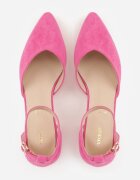 vices Pantofi Fucsia cu toc gros cu branț din piele și cu ornament la baretă Lilria