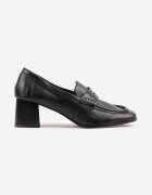 vices Pantofi în stil mocasin cu toc gros și branț din piele naturală Ilati Negri