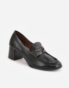 vices Pantofi în stil mocasin cu toc gros și branț din piele naturală Ilati Negri