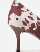vices Pantofi Maro cu imprimeu de vacă cu toc stiletto cu branț din piele naturală cu cataramă și ținte Riloria Virale