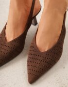 vices Pantofi Maro închis Slingback cu Toc Pisoi și Partea Superioară Ajurată Klephei