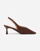 vices Pantofi Maro închis Slingback cu Toc Pisoi și Partea Superioară Ajurată Klephei