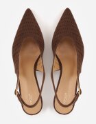 vices Pantofi Maro închis Slingback cu Toc Pisoi și Partea Superioară Ajurată Klephei