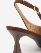 vices Pantofi Maro închis Slingback cu Toc Pisoi și Partea Superioară Ajurată Klephei