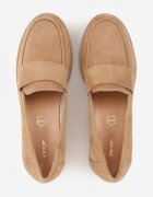 vices Pantofi Mocasin Bej închis pe pană cu branț din piele naturală Decorați cu o curea Zorvia