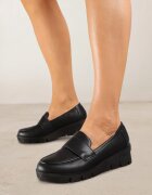 vices Pantofi Mocasini Negri din Piele Ecologică cu Toc Pană cu Branț din Piele Naturală Decorați cu Curea Zorvia