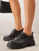 vices Pantofi Negri Eleganti Oxford cu șireturi și cu platformă Anatala