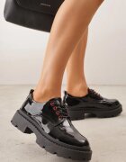 vices Pantofi Oxford Eleganți Negru-Roșu cu Șireturi și Platformă Anatala