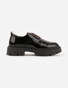 vices Pantofi Oxford Eleganți Negru-Roșu cu Șireturi și Platformă Anatala