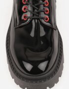 vices Pantofi Oxford Eleganți Negru-Roșu cu Șireturi și Platformă Anatala