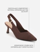 vices Pantofi slingback Maro din Țesătură cu Toc Mic și Branț Soft-Pillow Orinysha