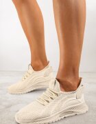 vices Pantofi sport bej cu platformă cu șireturi Adelmarie