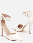 vices Pantofi stiletto albi cu branț din piele naturală decorați cu o cataramă Greliri