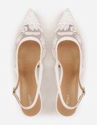 vices Pantofi stiletto Albi Slingback din Plasă pe toc mic cu Broderie și Mărgele Vilin