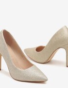 vices Pantofi stiletto aurii cu branț din piele naturală decorate cu sclipici Resirya