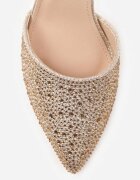 vices Pantofi stiletto Aurii cu pietre de zirconiu fine și Brant din piele Vortinia