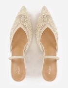 vices Pantofi stiletto Bej Cu paiete Slingback cu toc cui cu vârf ascuțit decorați cu perle și mărgele Kleomene