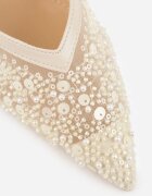 vices Pantofi stiletto Bej Cu paiete Slingback cu toc cui cu vârf ascuțit decorați cu perle și mărgele Kleomene