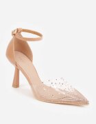 vices Pantofi stiletto bej cu toc stiletto cu branț din piele naturală decorați cu zirconii Lilarin
