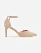 vices Pantofi stiletto Bej închis cu Branț din piele naturală și curea decorativă Korori