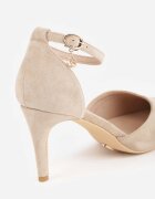 vices Pantofi stiletto Bej închis cu Branț din piele naturală și curea decorativă Korori