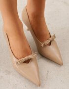 vices Pantofi stiletto Bej închis cu fundă și branț din piele naturală Rilanisse