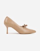 vices Pantofi stiletto Bej închis cu fundă și branț din piele naturală Rilanisse