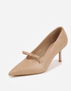vices Pantofi stiletto Bej închis cu fundă și branț din piele naturală Rilanisse