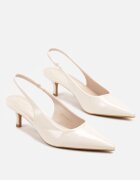 vices Pantofi stiletto Bej Slingback cu Luciu Lăcuit pe Toc Kitten Sonwena