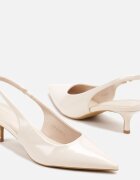 vices Pantofi stiletto Bej Slingback cu Luciu Lăcuit pe Toc Kitten Sonwena