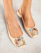 vices Pantofi stiletto Bej Slingback cu Zirconii și Brant din Piele Eklina