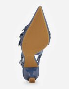vices Pantofi stiletto bleumarin cu vârf ascuțit cu toc kitten cu catarame decorative Sinitte