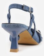 vices Pantofi stiletto bleumarin cu vârf ascuțit cu toc kitten cu catarame decorative Sinitte