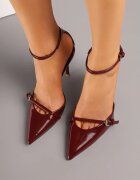 vices Pantofi stiletto Bordeaux cu luciu lăcuit și cataramă decorativă Tilonea