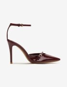 vices Pantofi stiletto Bordeaux cu luciu lăcuit și cataramă decorativă Tilonea