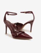 vices Pantofi stiletto Bordeaux cu luciu lăcuit și cataramă decorativă Tilonea