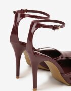 vices Pantofi stiletto Bordeaux cu luciu lăcuit și cataramă decorativă Tilonea